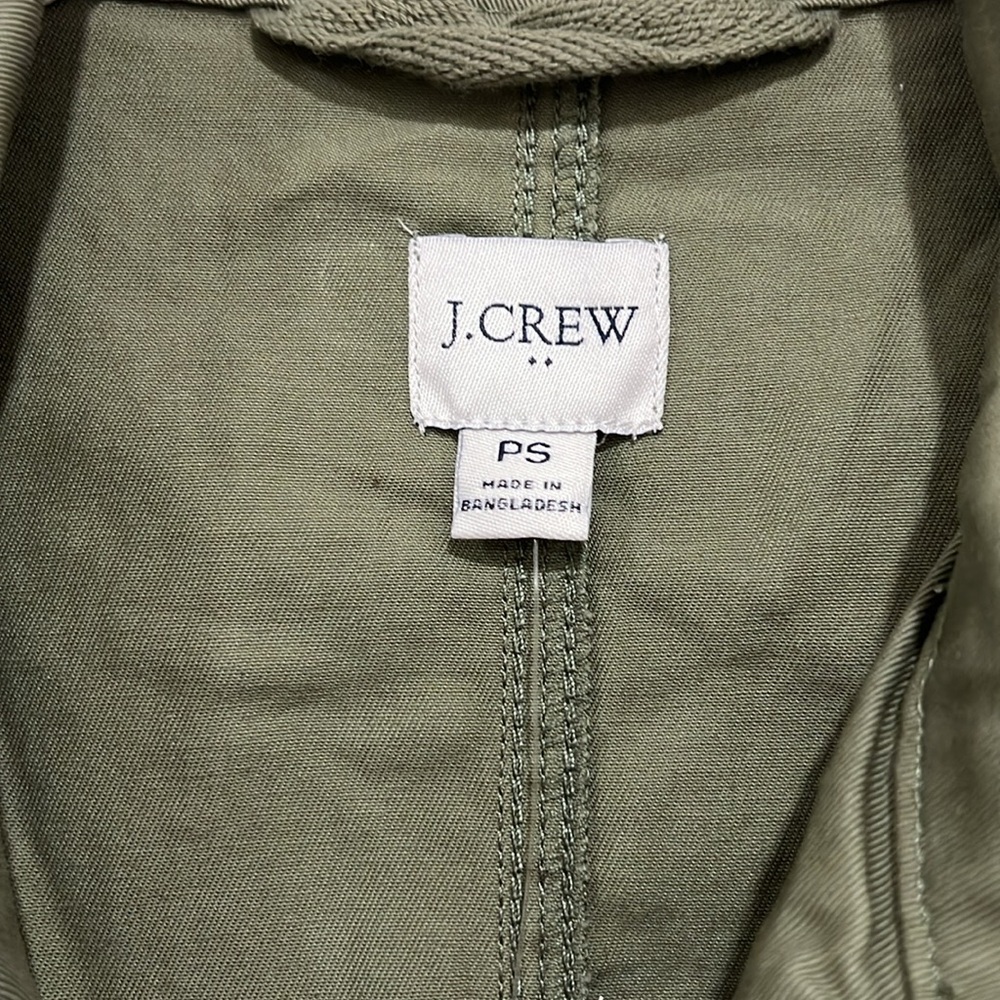 J Crew Factory Twill Utility Jacket Womens Green Size Small Petite SP - Picture 3 of 9
